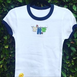 Vintage White Blue RingerTee